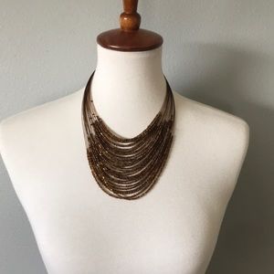 Bronze beaded waterfall necklace